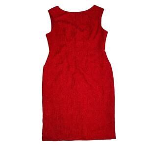 Evan Picone Red Crepe Sleeveless Sheath Dress Pockets Cocktail Wedding Size 14